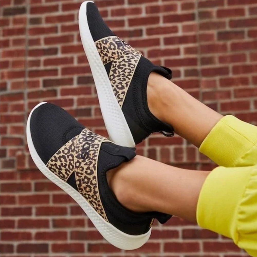 ADIDAS Puremotion Adapt Sneaker Women's Black Leopard Slip On Shoes Size 7.5